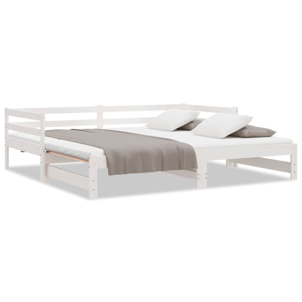 vidaXL Καναπές Κρεβάτι Λευκός 2 x (90 x 200) εκ. από Μασίφ Ξύλο Πεύκου