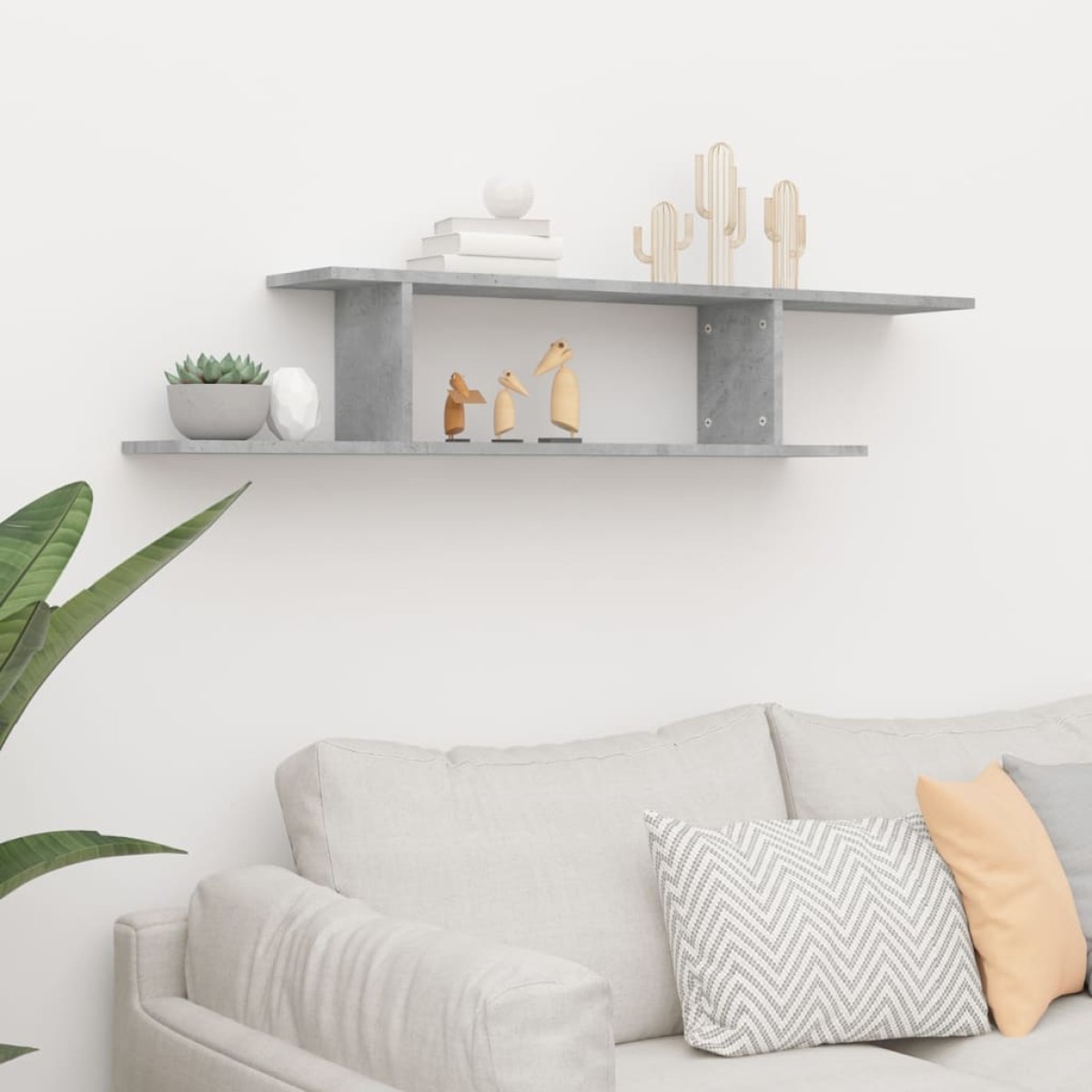 vidaXL Ράφι Τηλεόρασης Επιτοίχιο Γκρι Σκυρ. 125x18x23 εκ. Μοριοσανίδα
