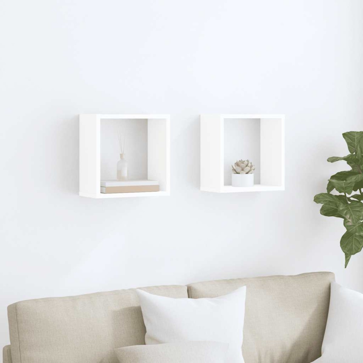 vidaXL Ράφια Κύβοι Τοίχου 2 τεμ. Λευκά 30 x 15 x 30 εκ. από MDF