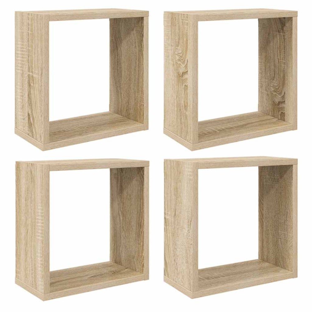 vidaXL Ράφια Κύβοι Τοίχου 4 τεμ. Sonoma Δρυς 30 x 15 x 30 εκ.