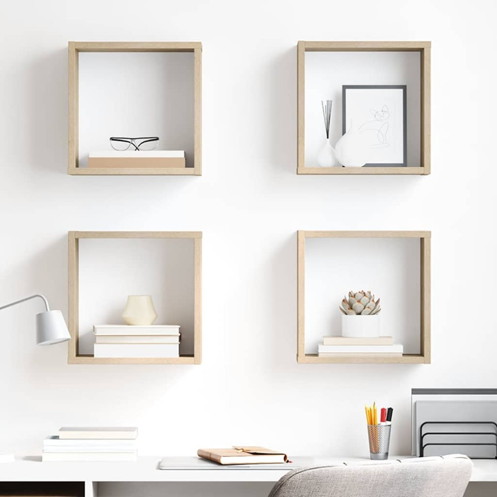 vidaXL Ράφια Κύβοι Τοίχου 4 τεμ. Sonoma Δρυς 30 x 15 x 30 εκ.