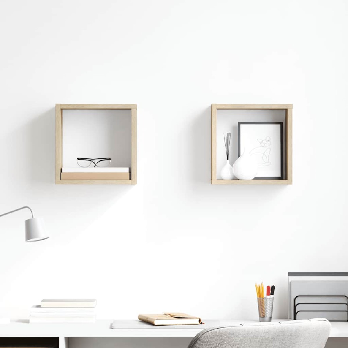 vidaXL Ράφια Κύβοι Τοίχου 2 τεμ. Sonoma Δρυς 26 x 15 x 26 εκ.