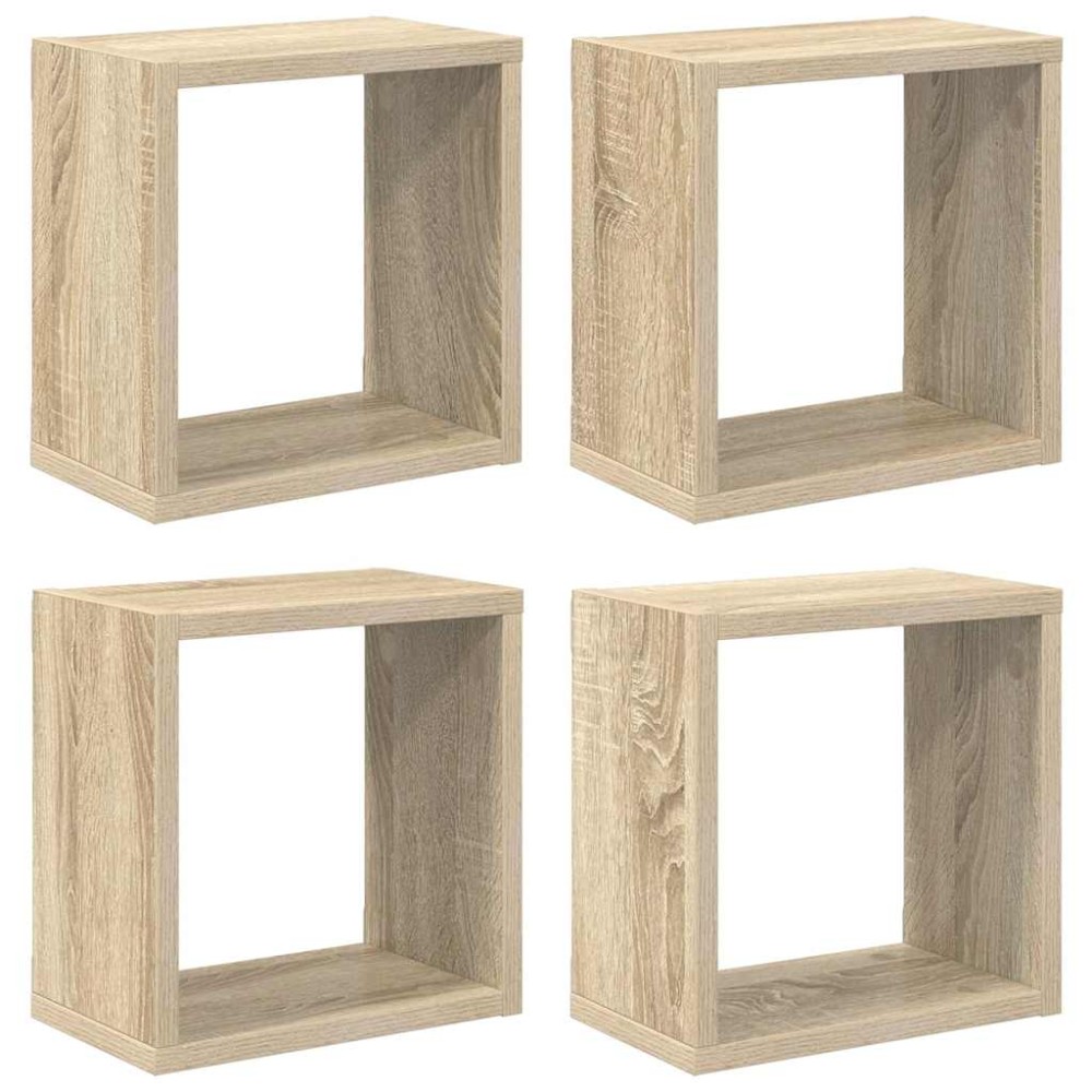 vidaXL Ράφια Κύβοι Τοίχου 4 τεμ. Sonoma Δρυς 26 x 15 x 26 εκ.