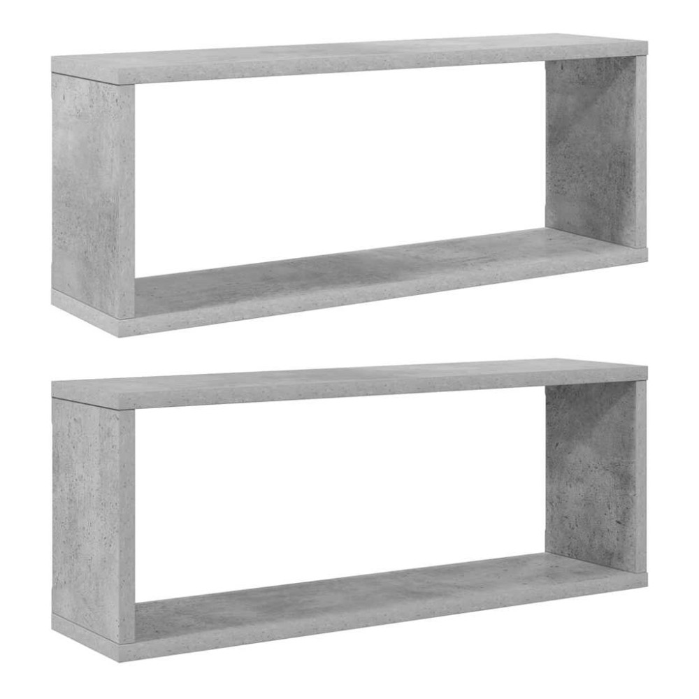 vidaXL Ράφια Κύβοι Τοίχου 2 τεμ. Γκρι Σκυρ. 60x15x23εκ. από Επεξ. Ξύλο