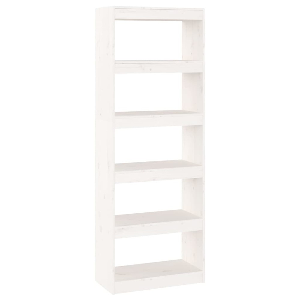 vidaXL Βιβλιοθήκη/Διαχωριστικό Χώρου Λευκή 60x30x167,5 εκ. Μασίφ Πεύκο