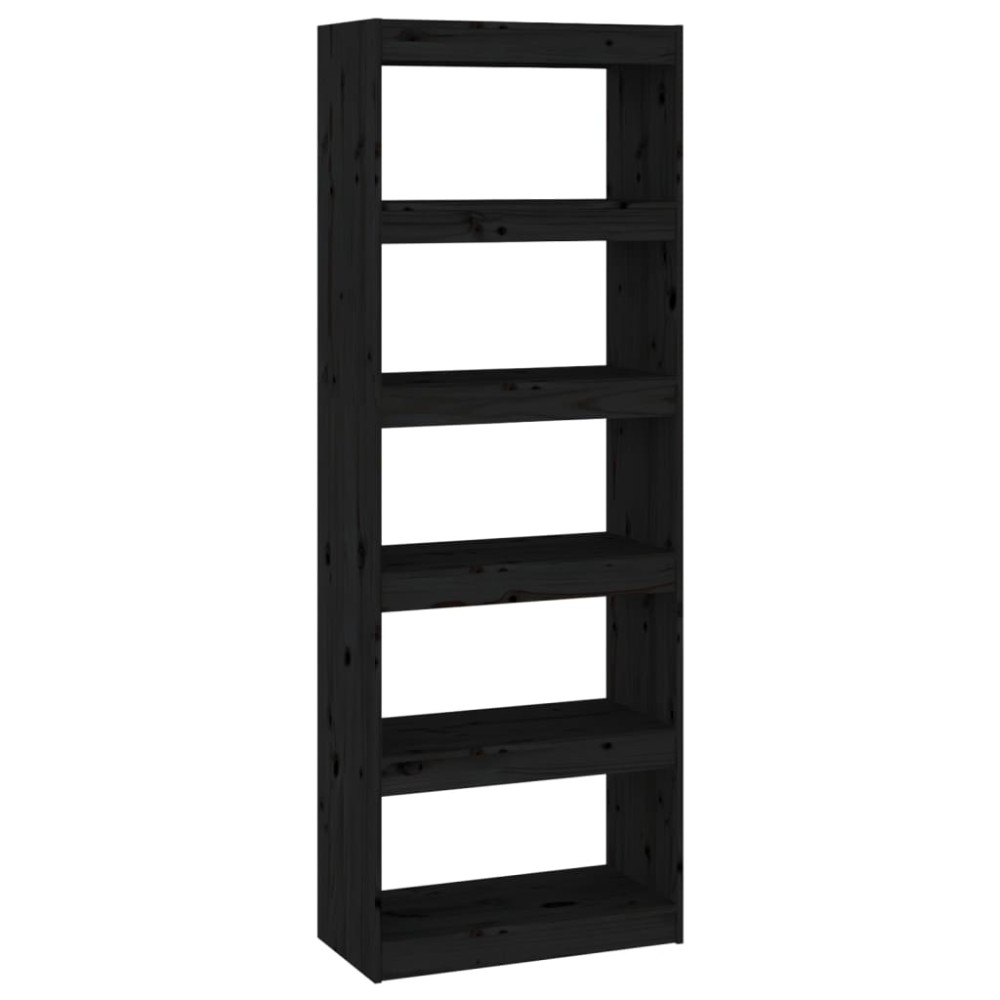 vidaXL Βιβλιοθήκη/Διαχωριστικό Χώρου Μαύρη 60x30x167,5 εκ. Μασίφ Πεύκο