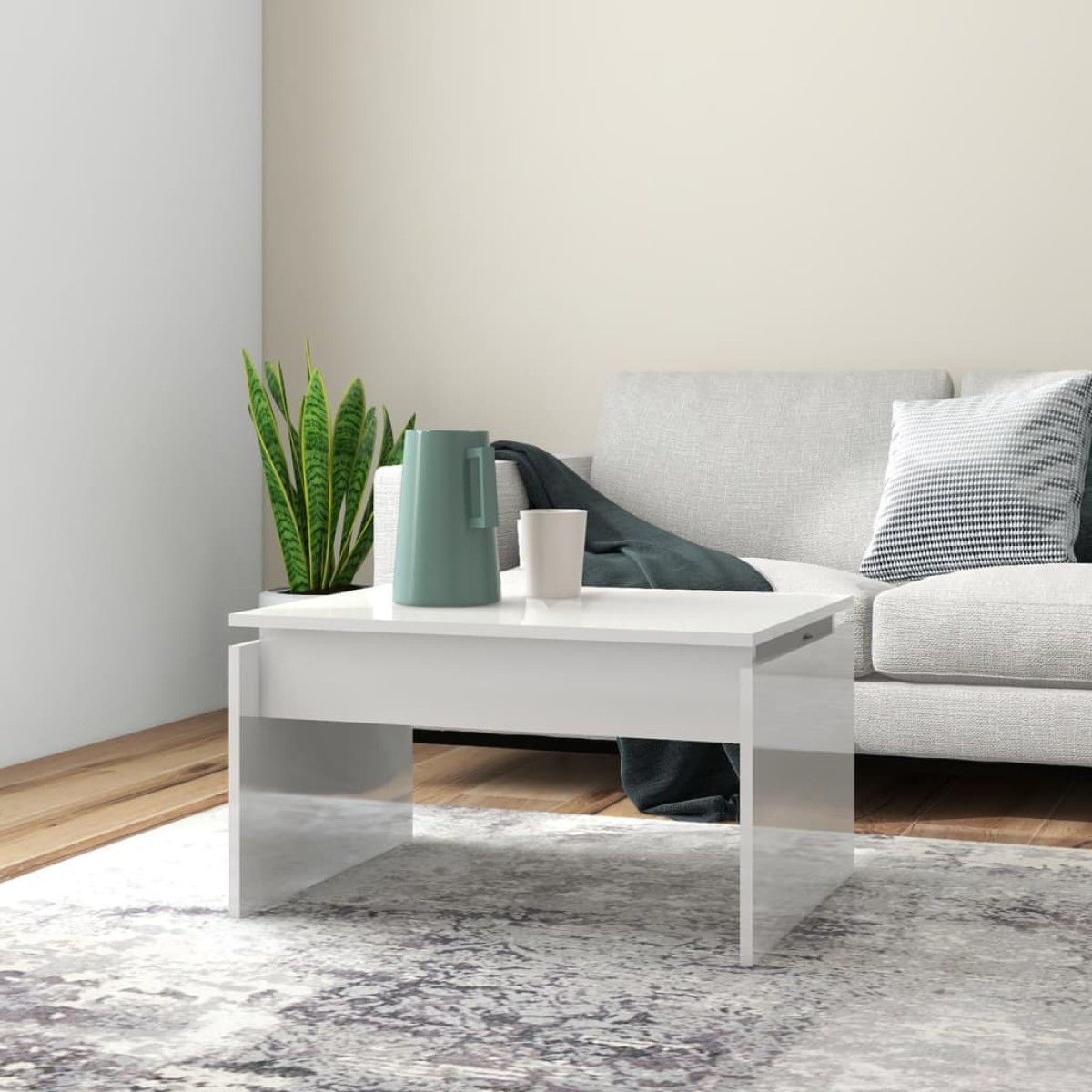 vidaXL Τραπεζάκι Σαλονιού Γυαλ. Λευκό 68 x 50 x 38 εκ. από Μοριοσανίδα