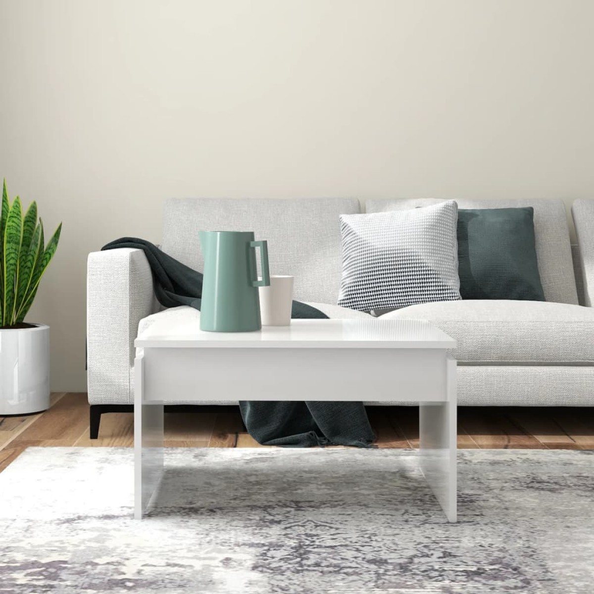 vidaXL Τραπεζάκι Σαλονιού Γυαλ. Λευκό 68 x 50 x 38 εκ. από Μοριοσανίδα