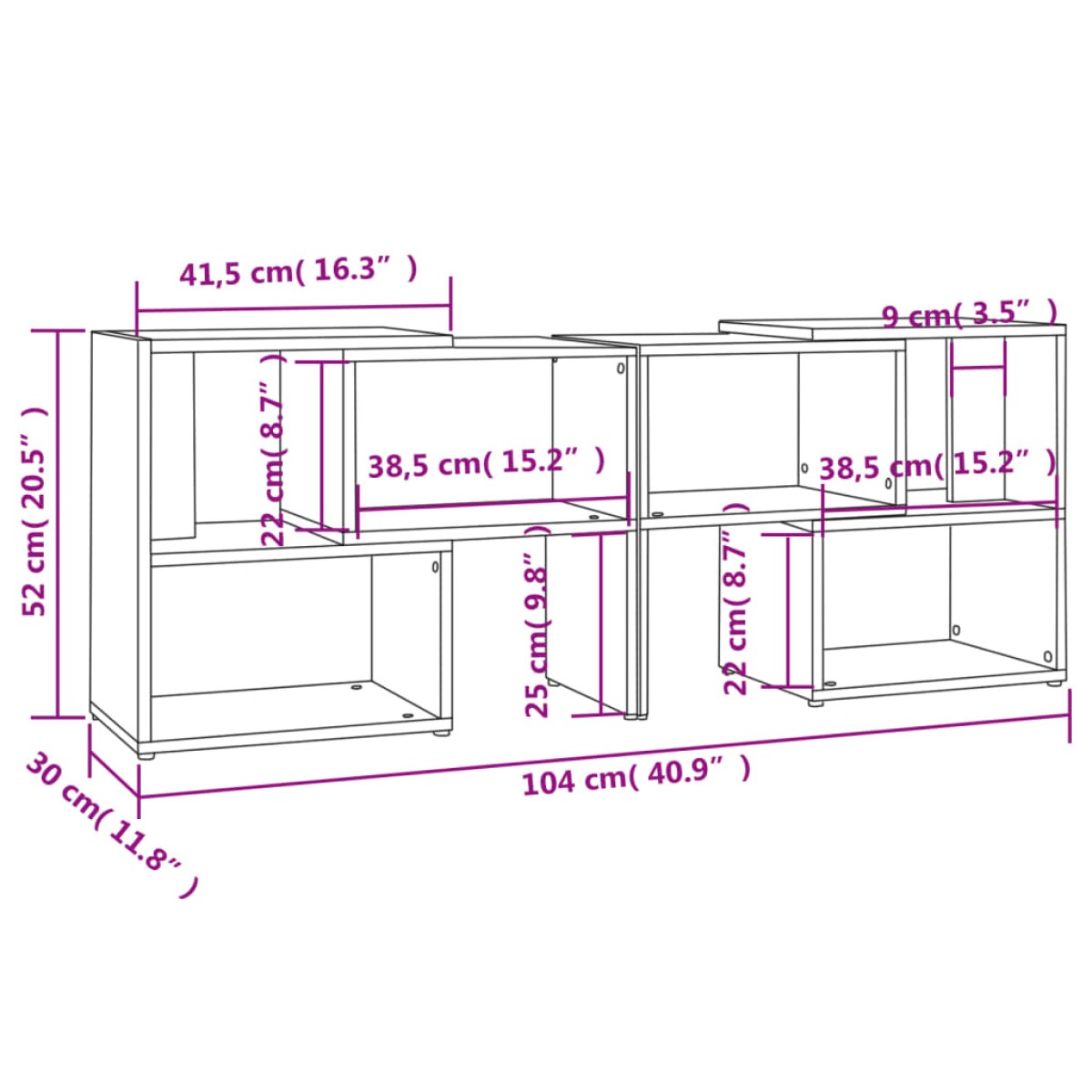vidaXL Έπιπλο Τηλεόρασης Λευκό Γυαλ. 104 x 30 x 52 εκ. από Μοριοσανίδα