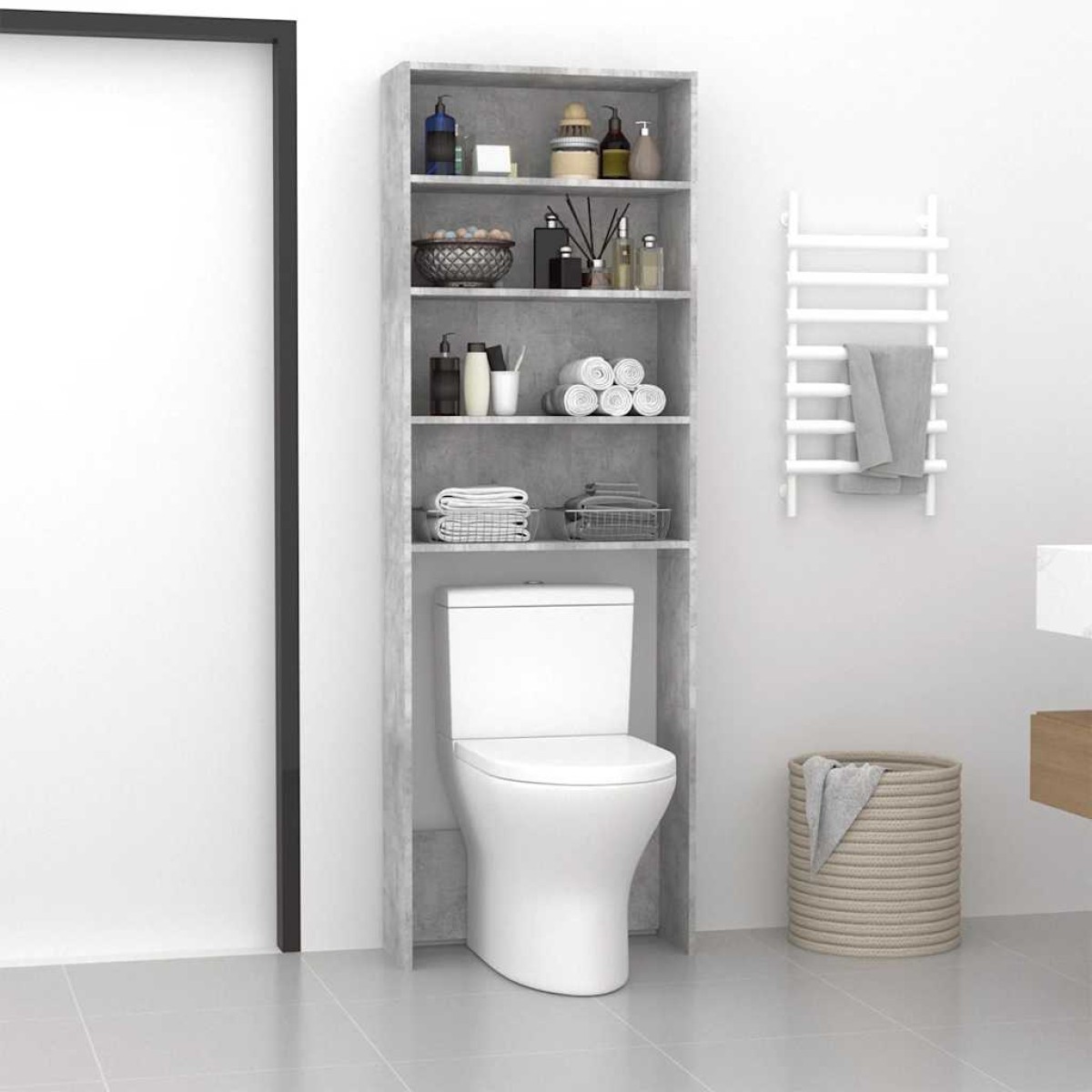 vidaXL Ντουλάπι Πλυντηρίου Γκρι Σκυροδέματος 64 x 24 x 190 εκ.
