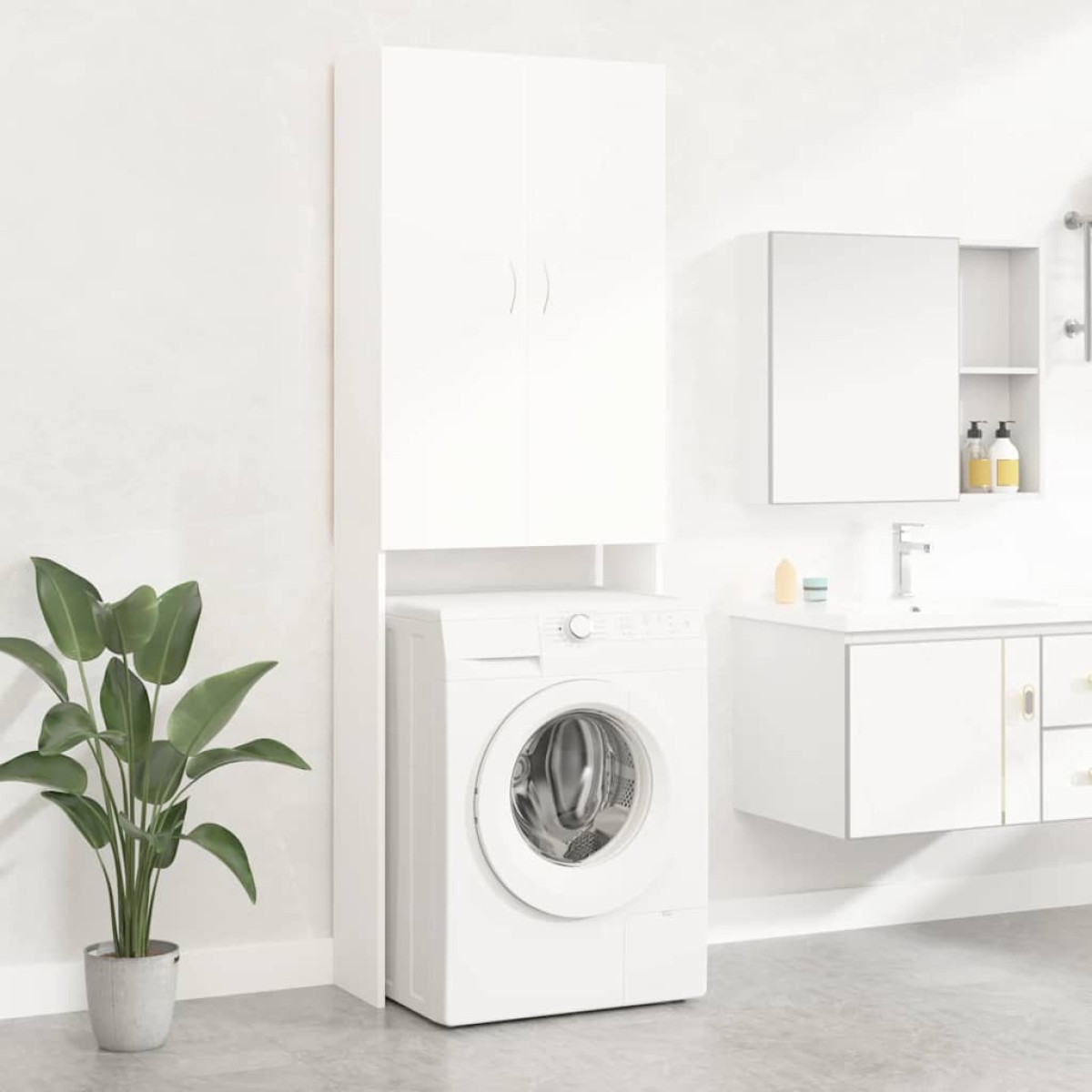 vidaXL Ντουλάπι Πλυντηρίου Λευκό 64 x 25,5 x 190 εκ.
