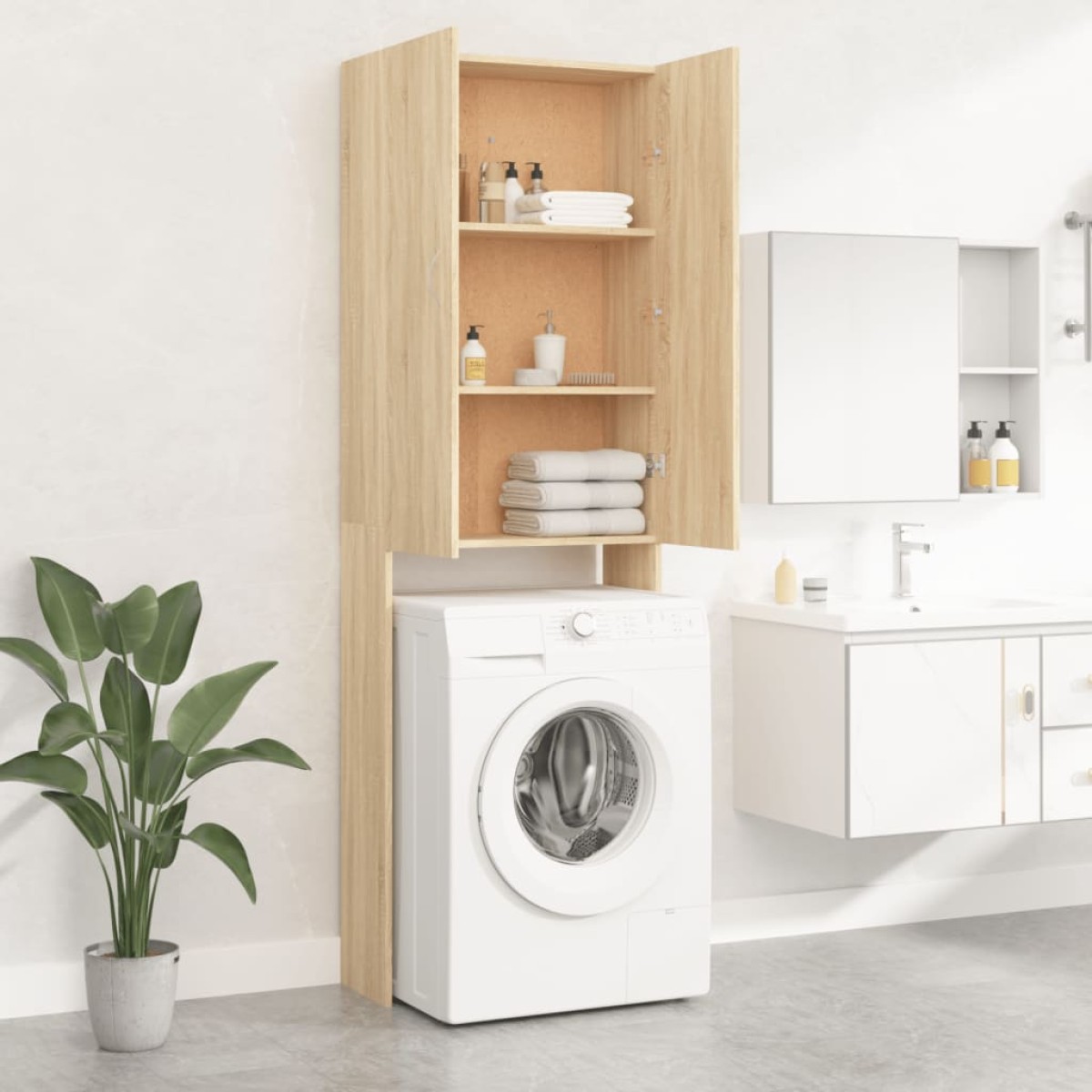 vidaXL Ντουλάπι Πλυντηρίου Sonoma Δρυς 64 x 25,5 x 190 εκ.