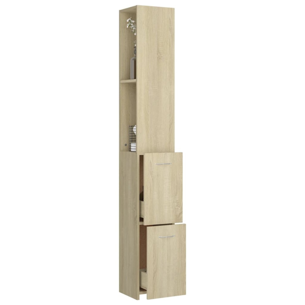 vidaXL Ντουλάπι Μπάνιου Sonoma Δρυς 25x26,5x170 εκ. Επεξεργασμένο Ξύλο