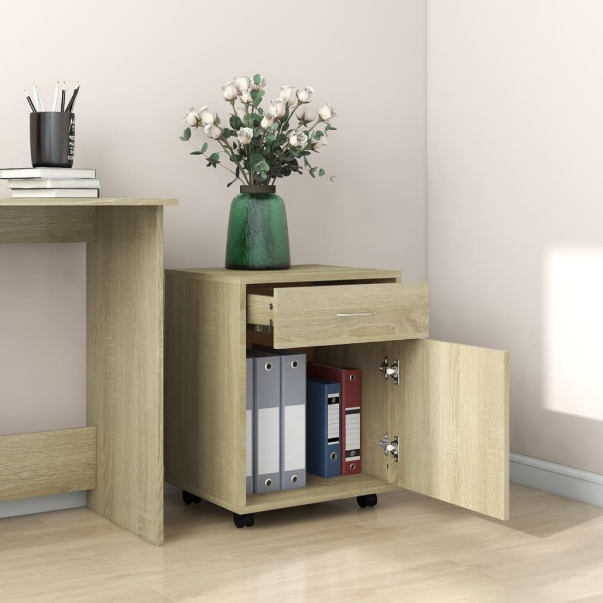 vidaXL Ντουλάπι Τροχήλατο Sonoma Δρυς 45 x 38 x 54 εκ. από Μοριοσανίδα