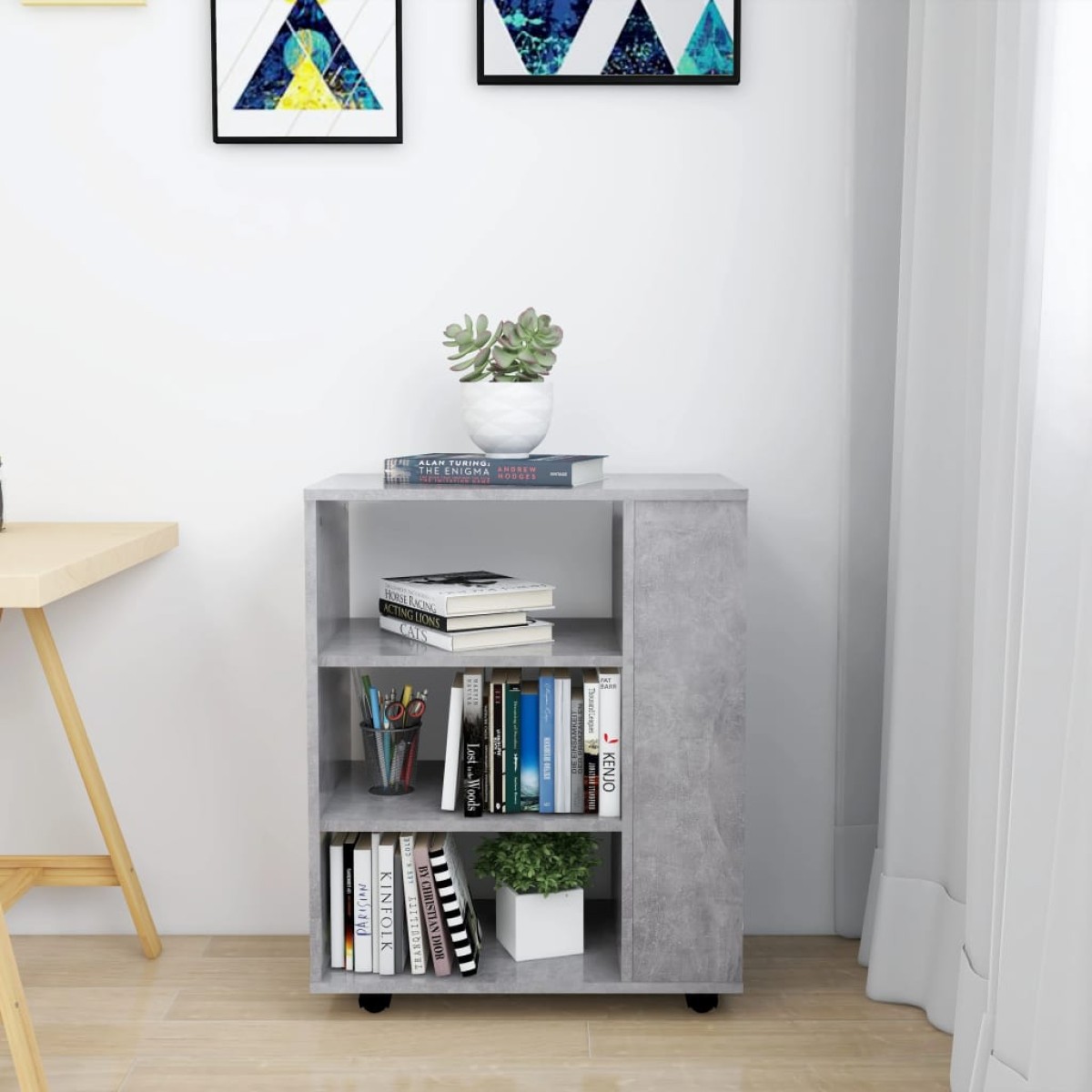 vidaXL Ντουλάπι Τροχήλατο Γκρι Σκυρ. 60 x 35 x 75 εκ. από Μοριοσανίδα