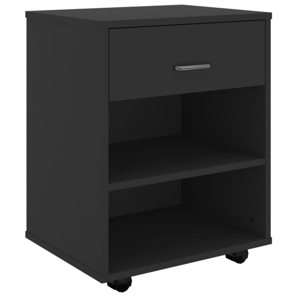 vidaXL Ντουλάπι Τροχήλατο Μαύρο 46 x 36 x 59 εκ. από Επεξ. Ξύλο