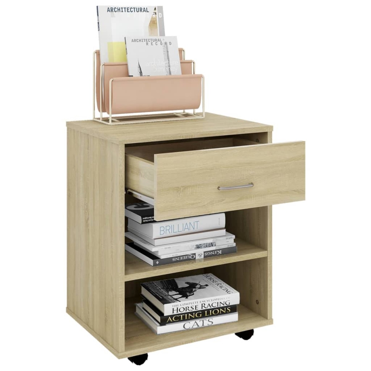 vidaXL Ντουλάπι Τροχήλατο Sonoma Δρυς 46 x 36 x 59 εκ. από Μοριοσανίδα