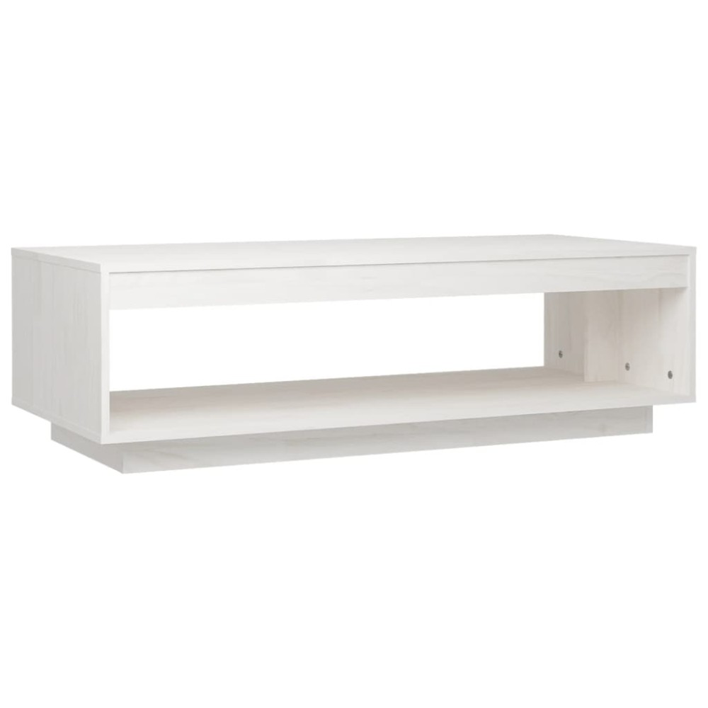vidaXL Τραπεζάκι Σαλονιού Λευκό 110x50x33,5 εκ. από Μασίφ Ξύλο Πεύκου