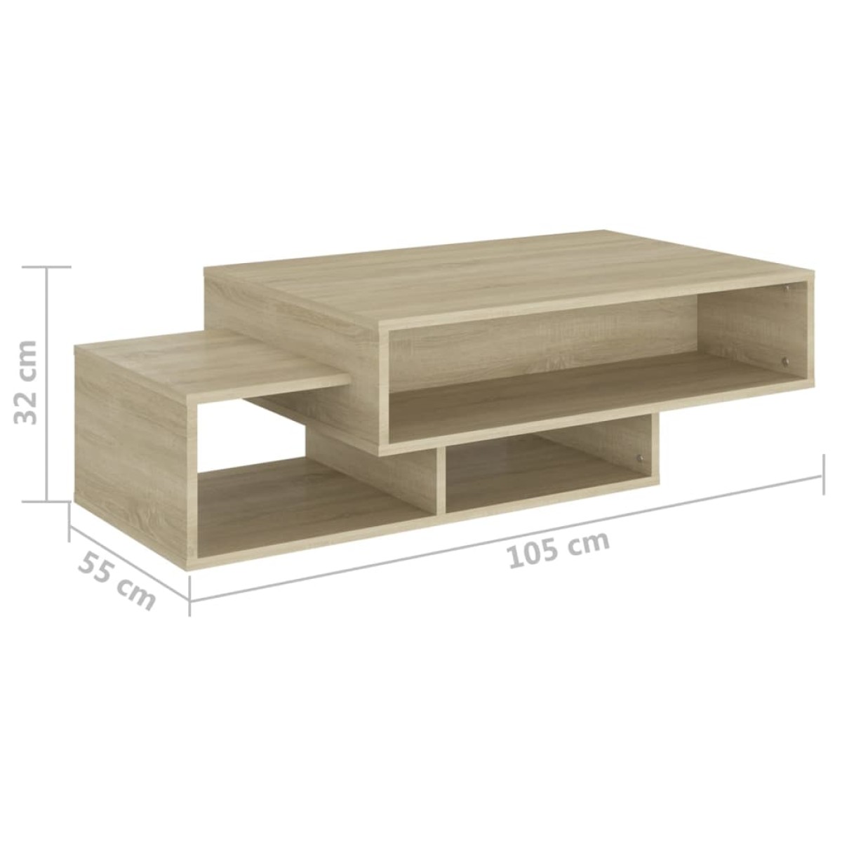 vidaXL Τραπεζάκι Σαλονιού Sonoma Δρυς 105 x 55 x 32 εκ από Μοριοσανίδα