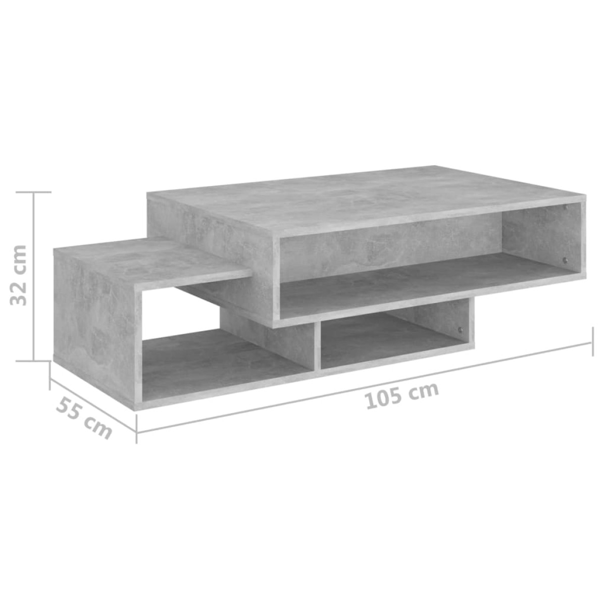 vidaXL Τραπεζάκι Σαλονιού Γκρι Σκυροδέματος 105x55x32 εκ. Μοριοσανίδα