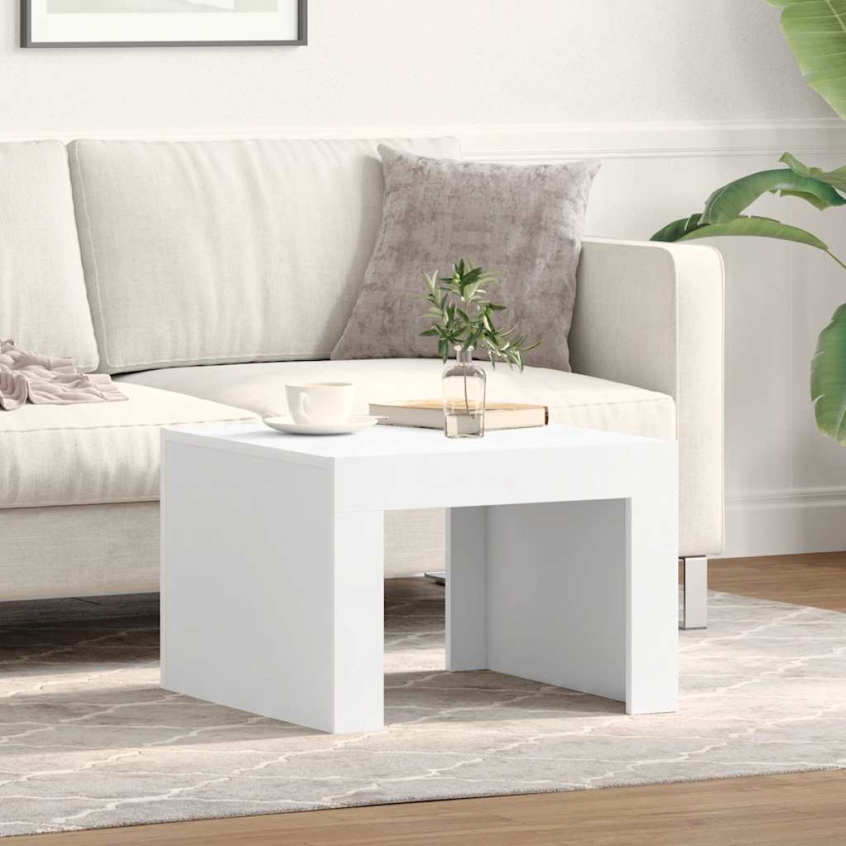 vidaXL Τραπεζάκι Σαλονιού Γυαλιστερό Λευκό 50 x 50 x 35 εκ Μοριοσανίδα