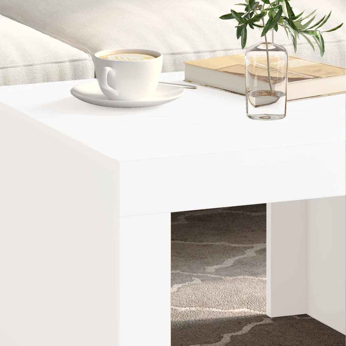 vidaXL Τραπεζάκι Σαλονιού Γυαλιστερό Λευκό 50 x 50 x 35 εκ Μοριοσανίδα