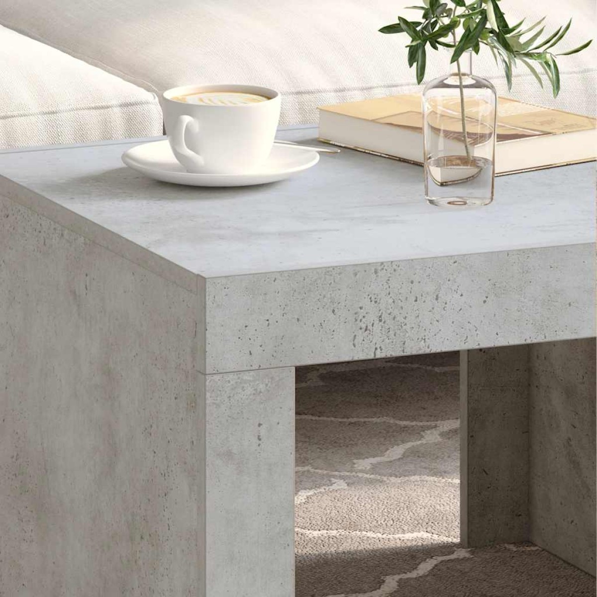 vidaXL Τραπεζάκι Καφέ Γυαλιστερό Γκρι Σκυρ. 50x50x35 εκ. Μοριοσανίδα