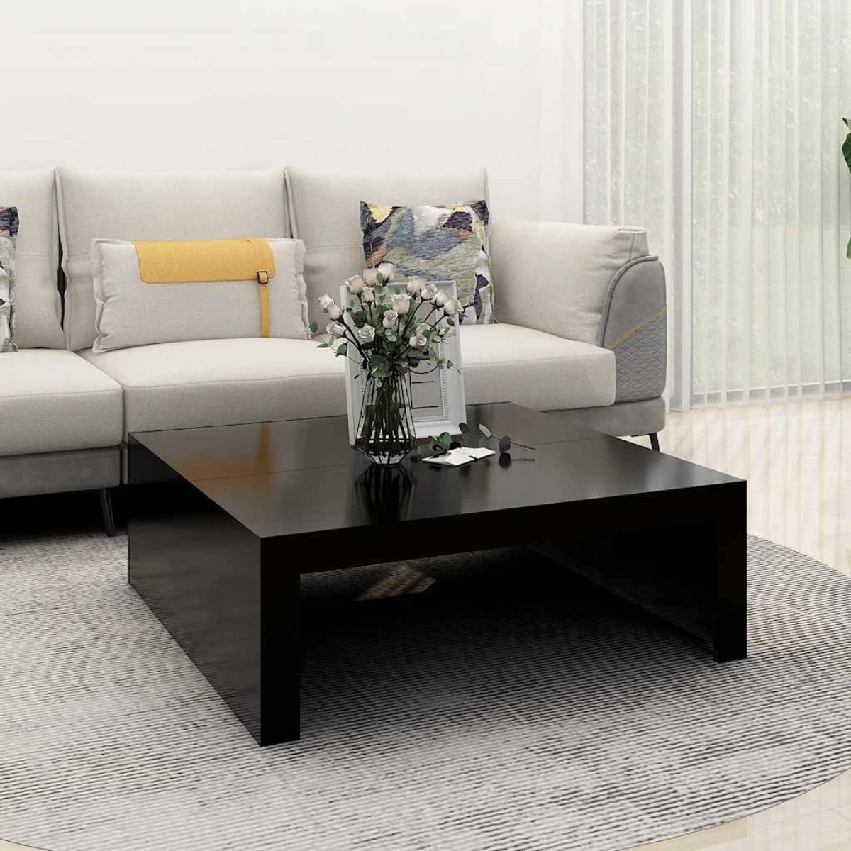 vidaXL Τραπεζάκι Σαλονιού Μαύρο 100x100x35 εκ. από Μοριοσανίδα