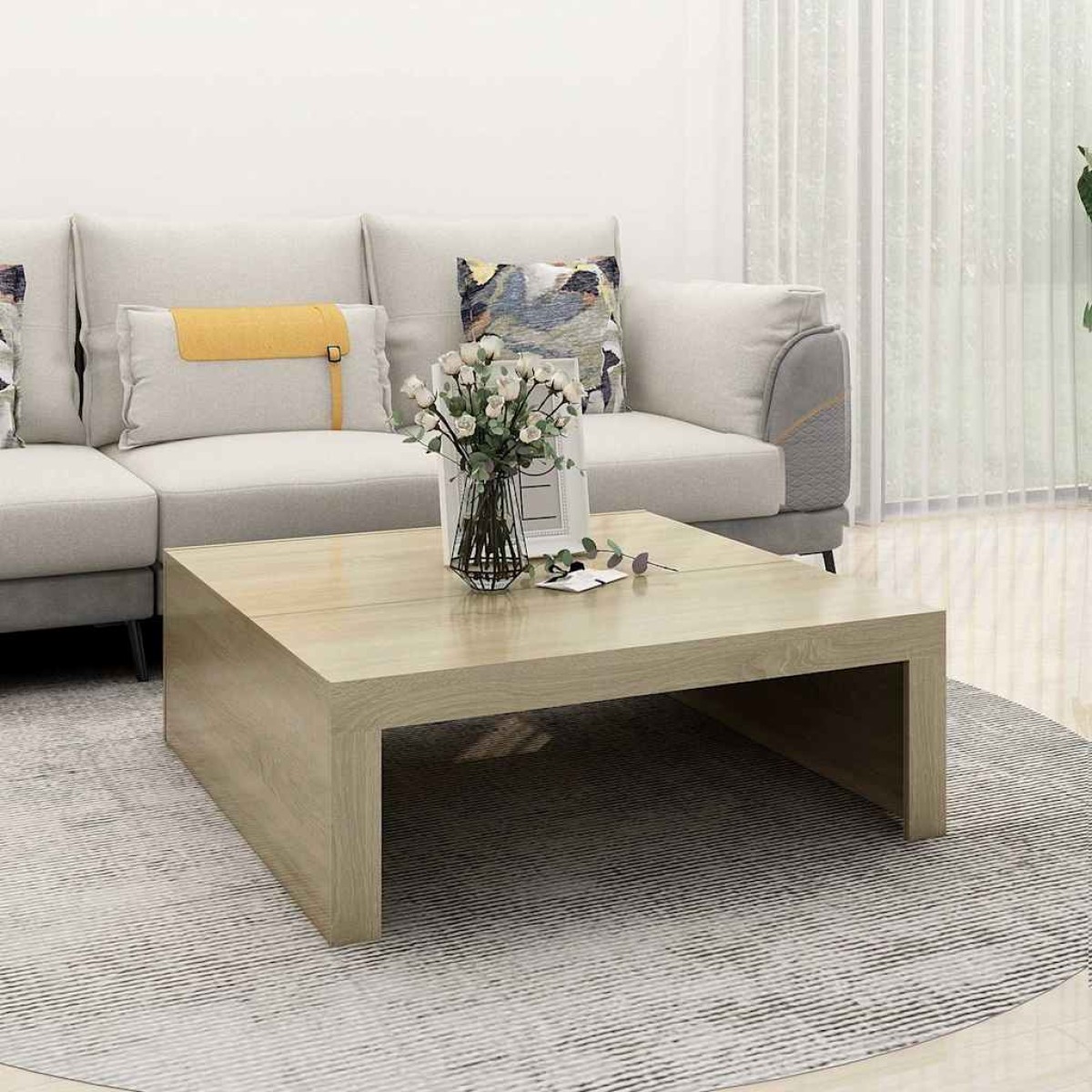 vidaXL Τραπεζάκι Σαλονιού Sonoma Δρυς 100x100x35 εκ. από Μοριοσανίδα