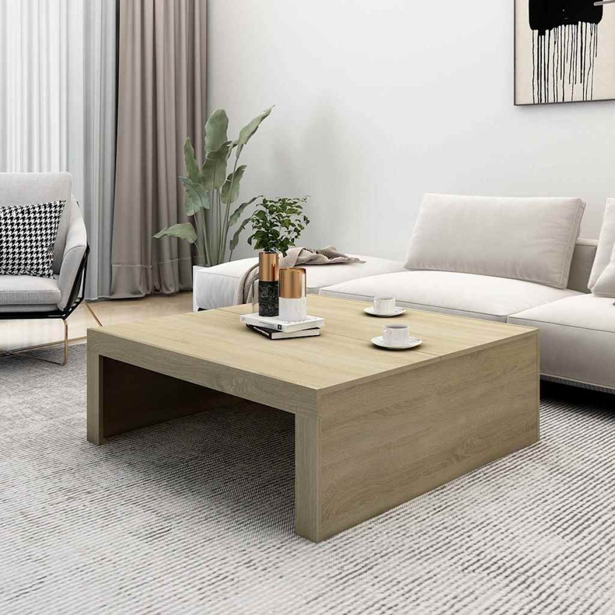 vidaXL Τραπεζάκι Σαλονιού Sonoma Δρυς 100x100x35 εκ. από Μοριοσανίδα