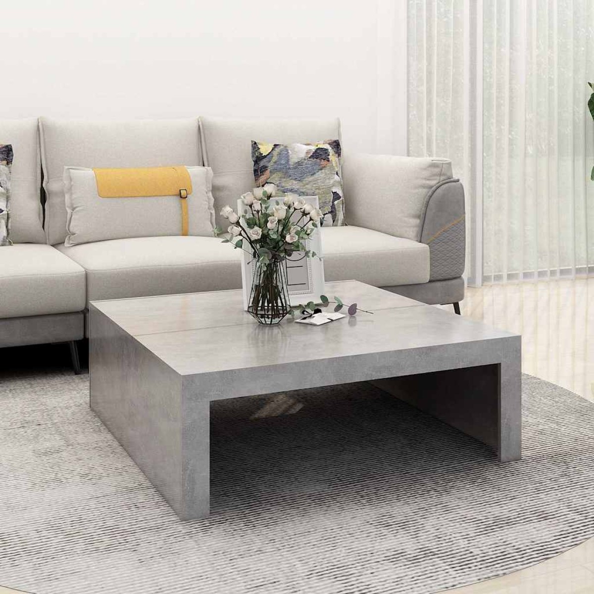 vidaXL Τραπεζάκι Σαλονιού Γκρι Σκυρ. 100 x 100 x 35 εκ. Μοριοσανίδα