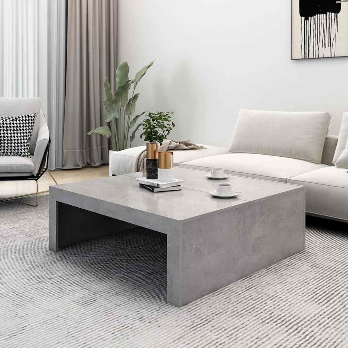 vidaXL Τραπεζάκι Σαλονιού Γκρι Σκυρ. 100 x 100 x 35 εκ. Μοριοσανίδα