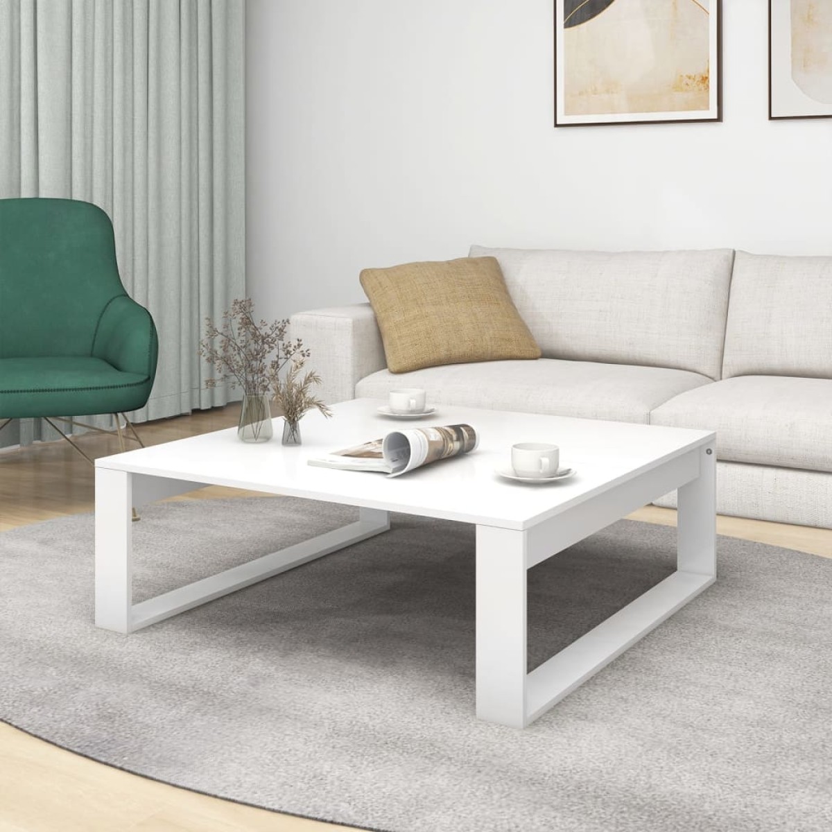 vidaXL Τραπεζάκι Σαλονιού Λευκό 100x100x35 εκ. Μοριοσανίδα