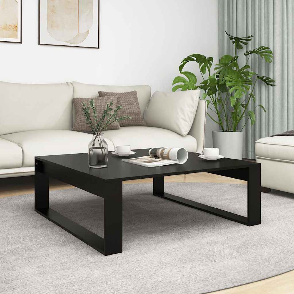 vidaXL Τραπεζάκι Σαλονιού Μαύρο 100x100x35 εκ. από Μοριοσανίδα