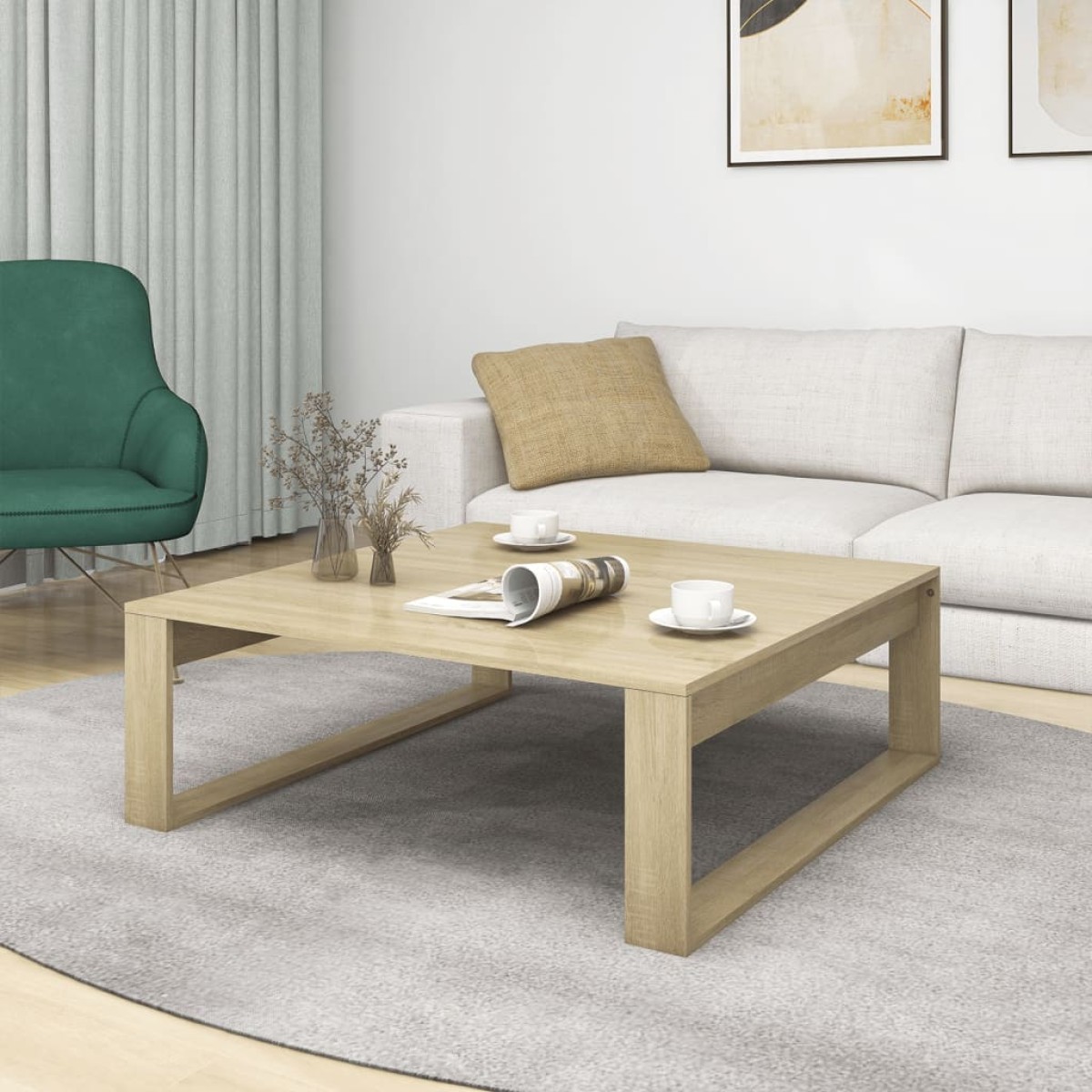 vidaXL Τραπεζάκι Σαλονιού Sonoma Δρυς 100x100x35 εκ. από Μοριοσανίδα