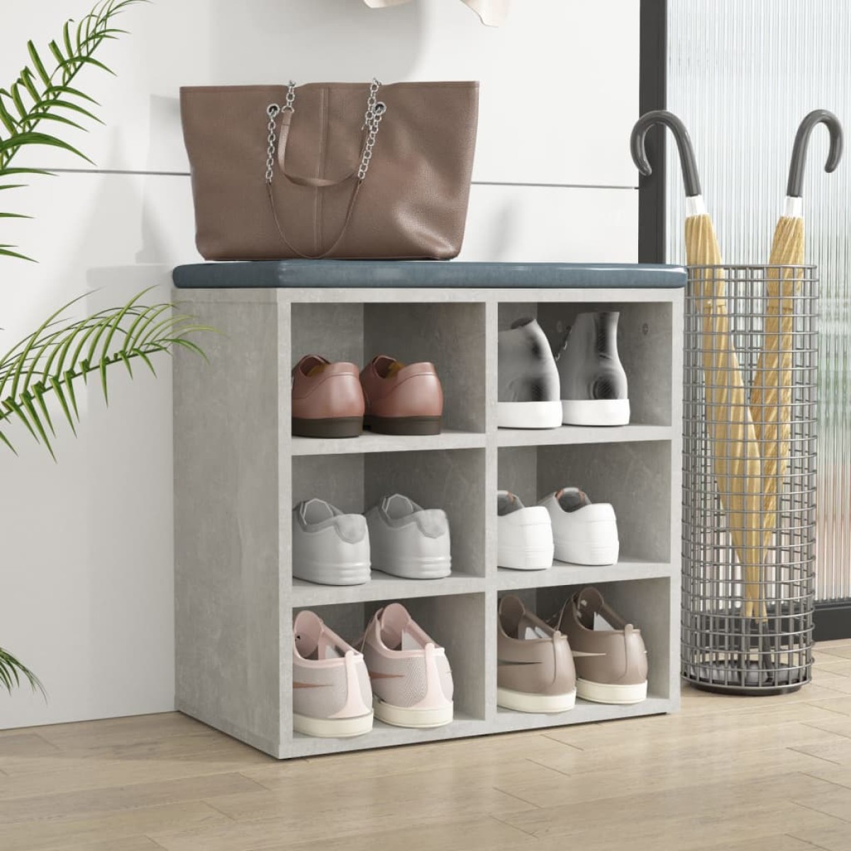 vidaXL Παπουτσοθήκη Γκρι σκυροδέματος 52,5 x 30 x 50 εκ.