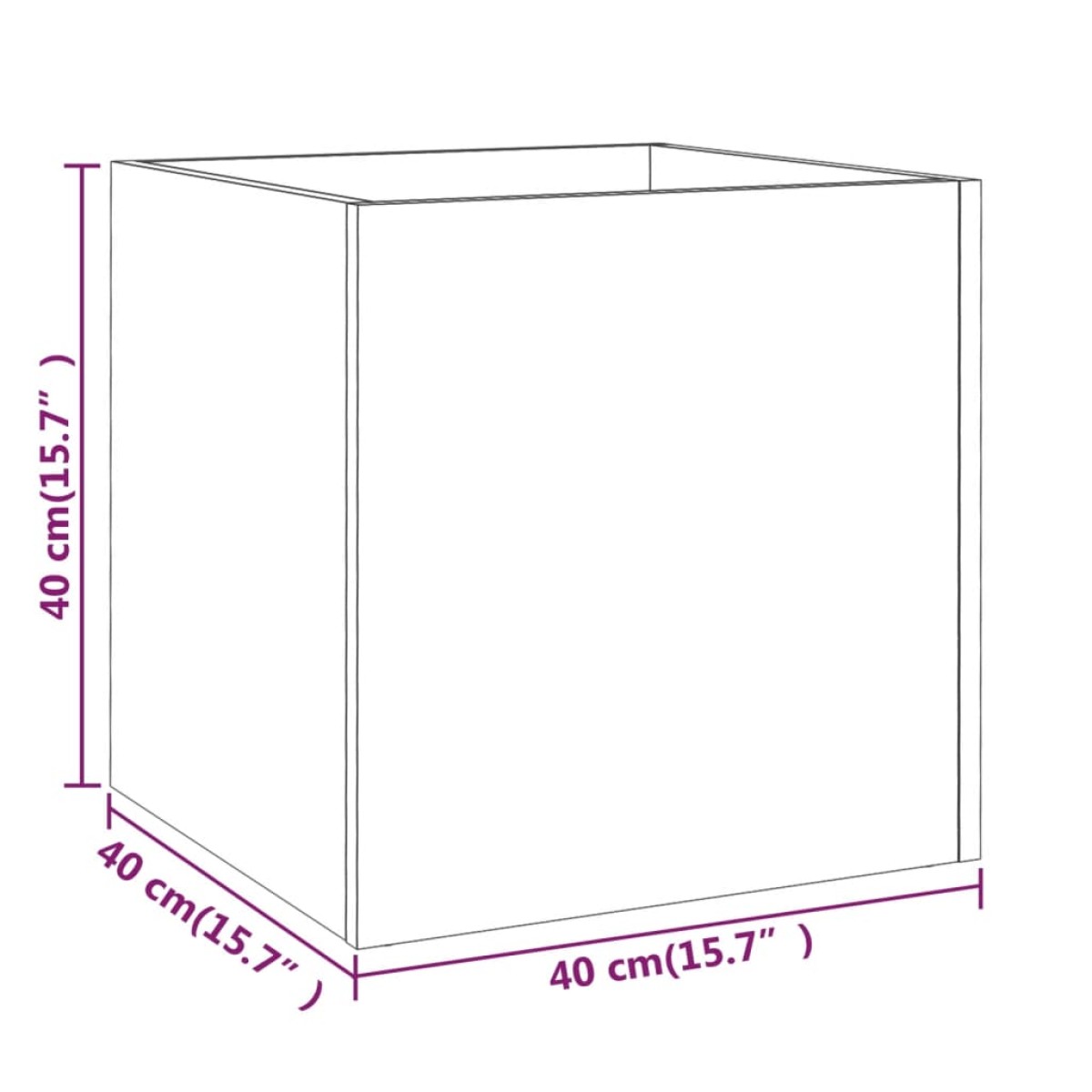vidaXL Ζαρντινιέρα Γυαλιστερή Λευκή 40x40x40 εκ. Επεξεργασμένο Ξύλο