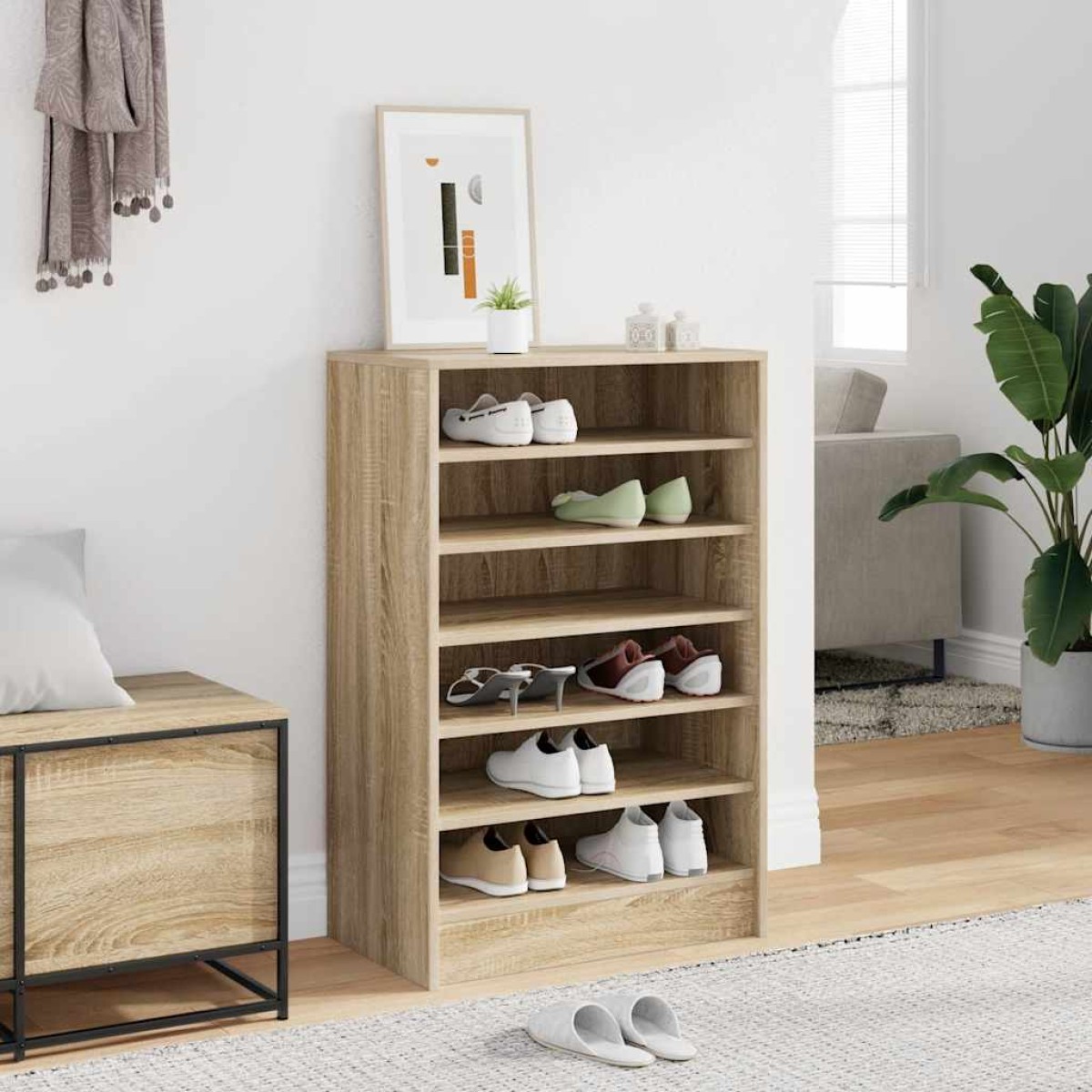 vidaXL Παπουτσοθήκη Sonoma Δρυς 60 x 35 x 92 εκ. από Μοριοσανίδα