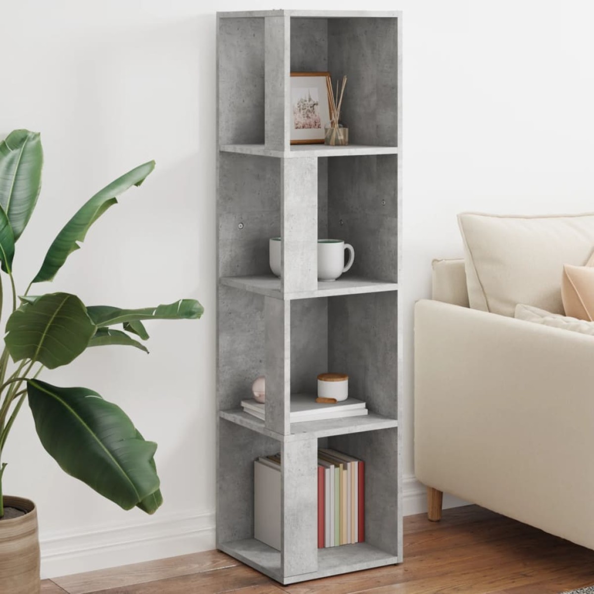 vidaXL Ντουλάπι Γωνία Γκρι Σκυρ. 33 x 33 x 132 εκ. από Μοριοσανίδα