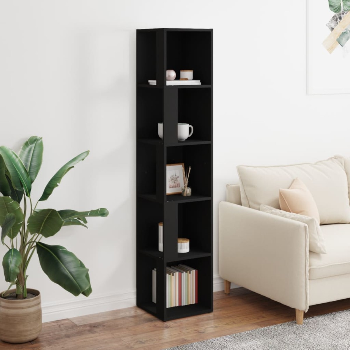 vidaXL Ντουλάπι Γωνία Μαύρο 33 x 33 x 164,5 εκ. από Μοριοσανίδα
