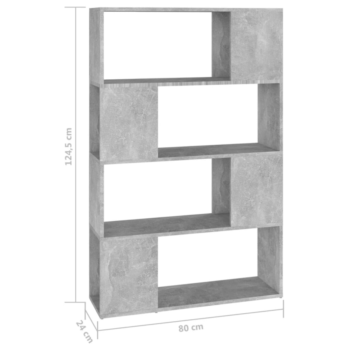 vidaXL Βιβλιοθήκη/Διαχωριστικό Γκρι Σκυροδ. 80x24x124,5 εκ Μοριοσανίδα