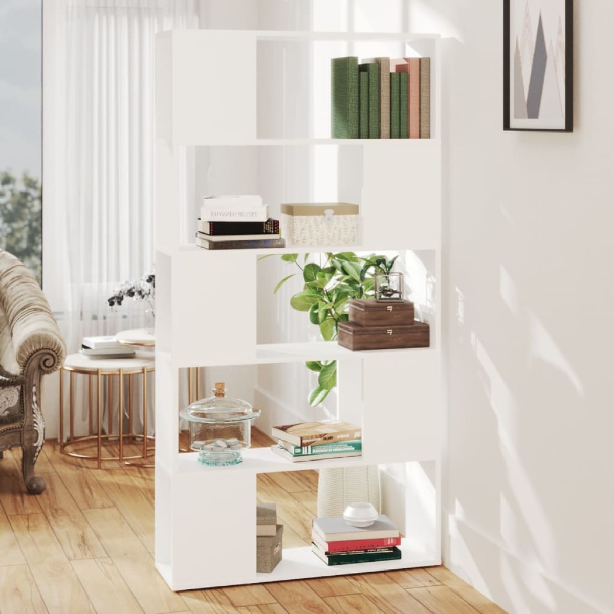 vidaXL Βιβλιοθήκη/Διαχωριστικό Χώρου Λευκό 80x24x155 εκ. Μοριοσανίδα