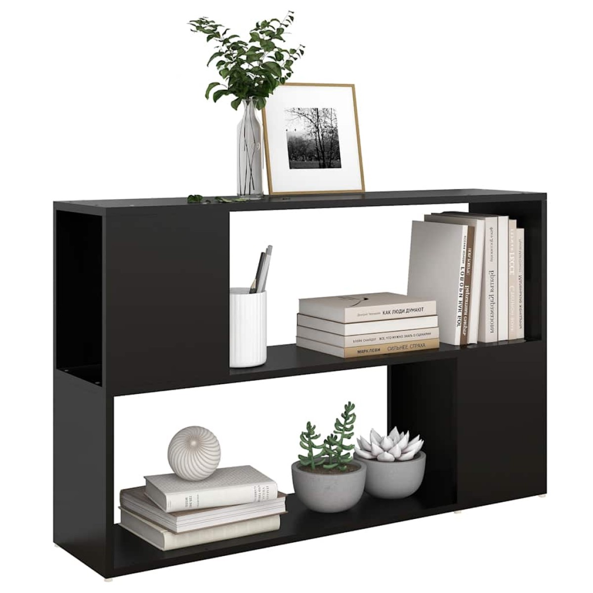 vidaXL Βιβλιοθήκη Μαύρη 100 x 24 x 63 εκ. από Μοριοσανίδα