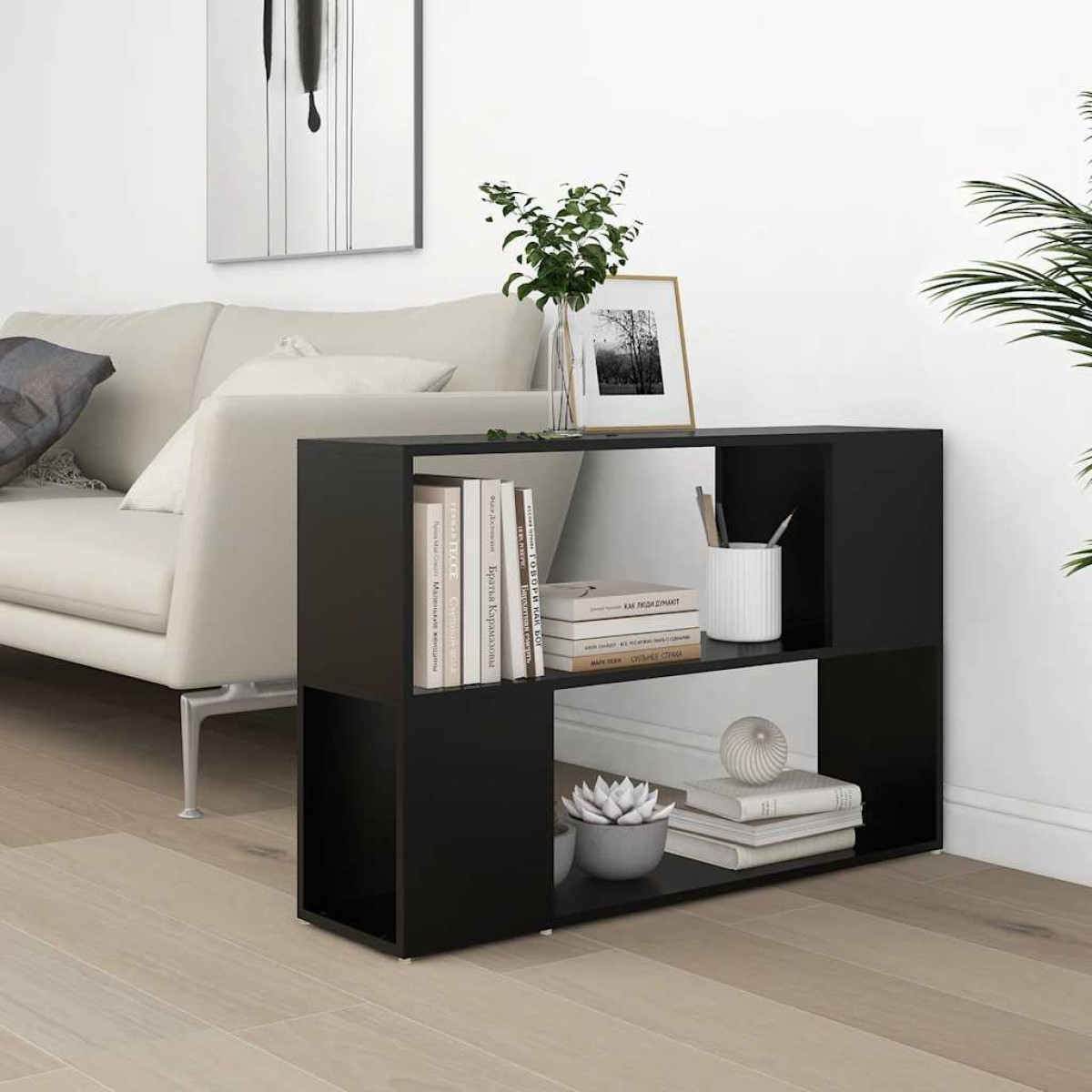vidaXL Βιβλιοθήκη Μαύρη 100 x 24 x 63 εκ. από Μοριοσανίδα