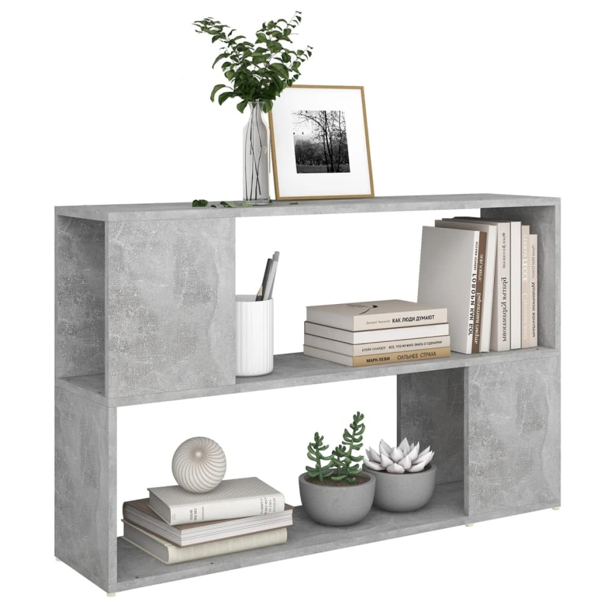 vidaXL Βιβλιοθήκη Γκρι Σκυροδέματος 100 x 24 x 63 εκ. από Μοριοσανίδα