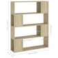 vidaXL Βιβλιοθήκη/Διαχωριστικό Χώρου Sonoma Δρυς 100 x 24 x 124 εκ.