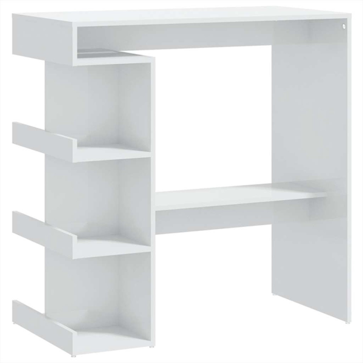 vidaXL Τραπέζι Μπαρ με Ράφια Γυαλ. Λευκό 100x50x101,5 εκ. Μοριοσανίδα
