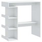 vidaXL Τραπέζι Μπαρ με Ράφια Γυαλ. Λευκό 100x50x101,5 εκ. Μοριοσανίδα