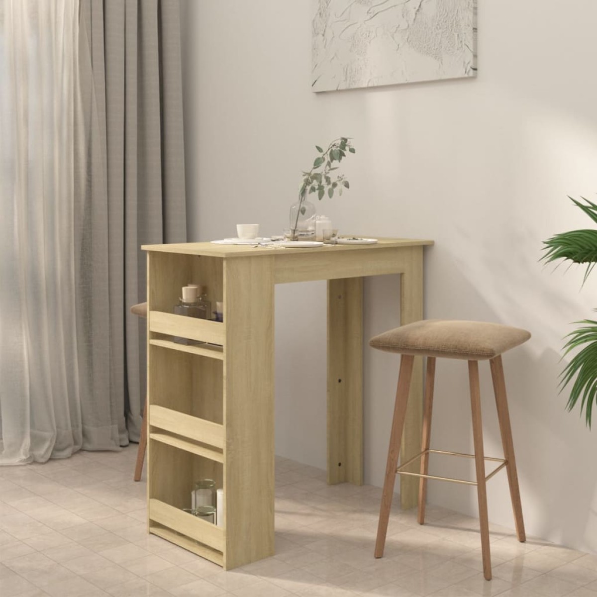 vidaXL Τραπέζι Μπαρ με Ράφια Sonoma Δρυς 102x50x103,5 εκ. Μοριοσανίδα