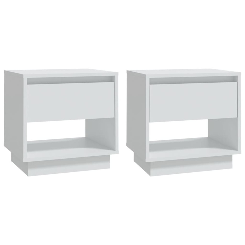 vidaXL Κομοδίνα 2 τεμ. Λευκά 45 x 34 x 44 εκ. από Μοριοσανίδα